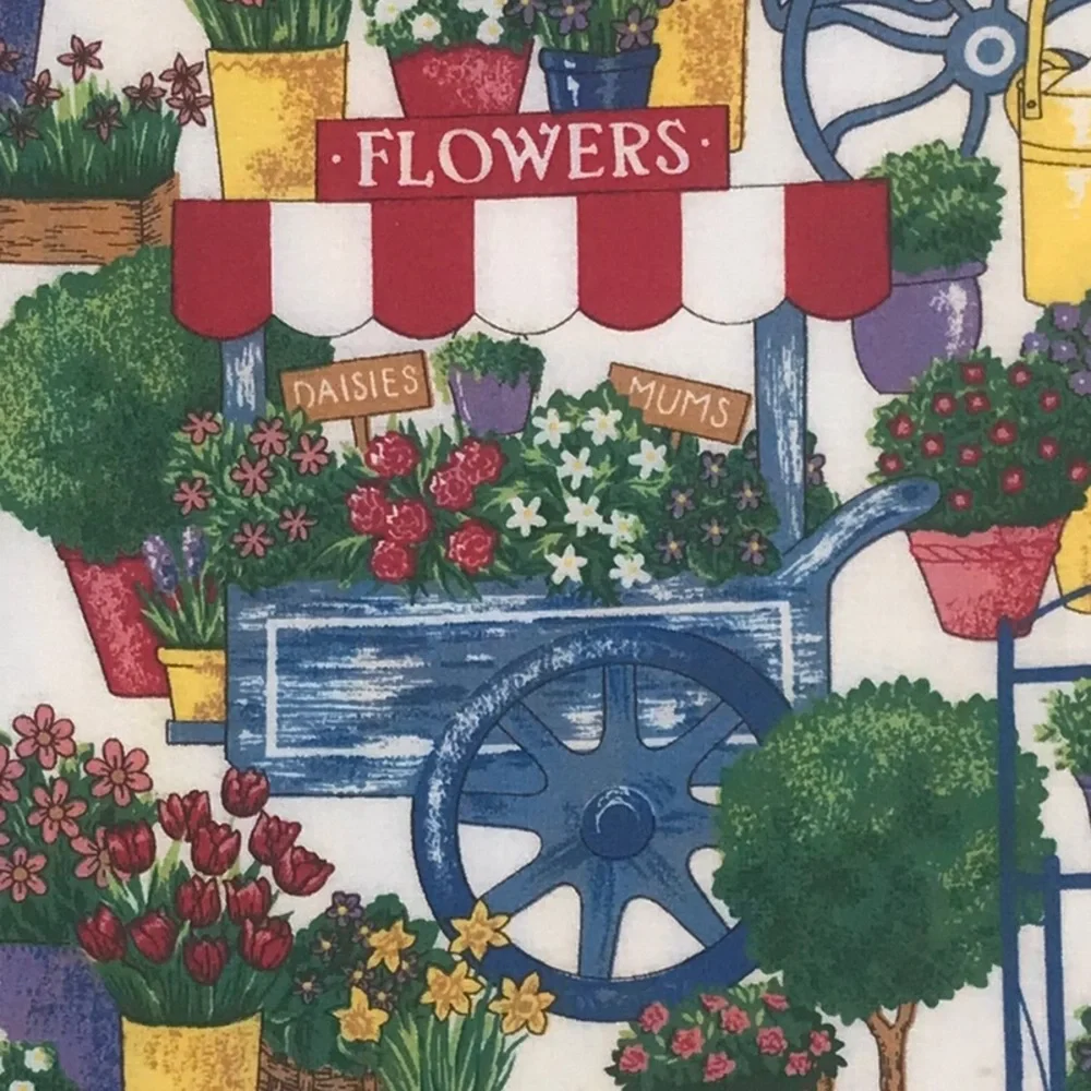 4 Vintage Colorful French Flowers Cart Cloth Placemats Farmhouse Provence FLAWS